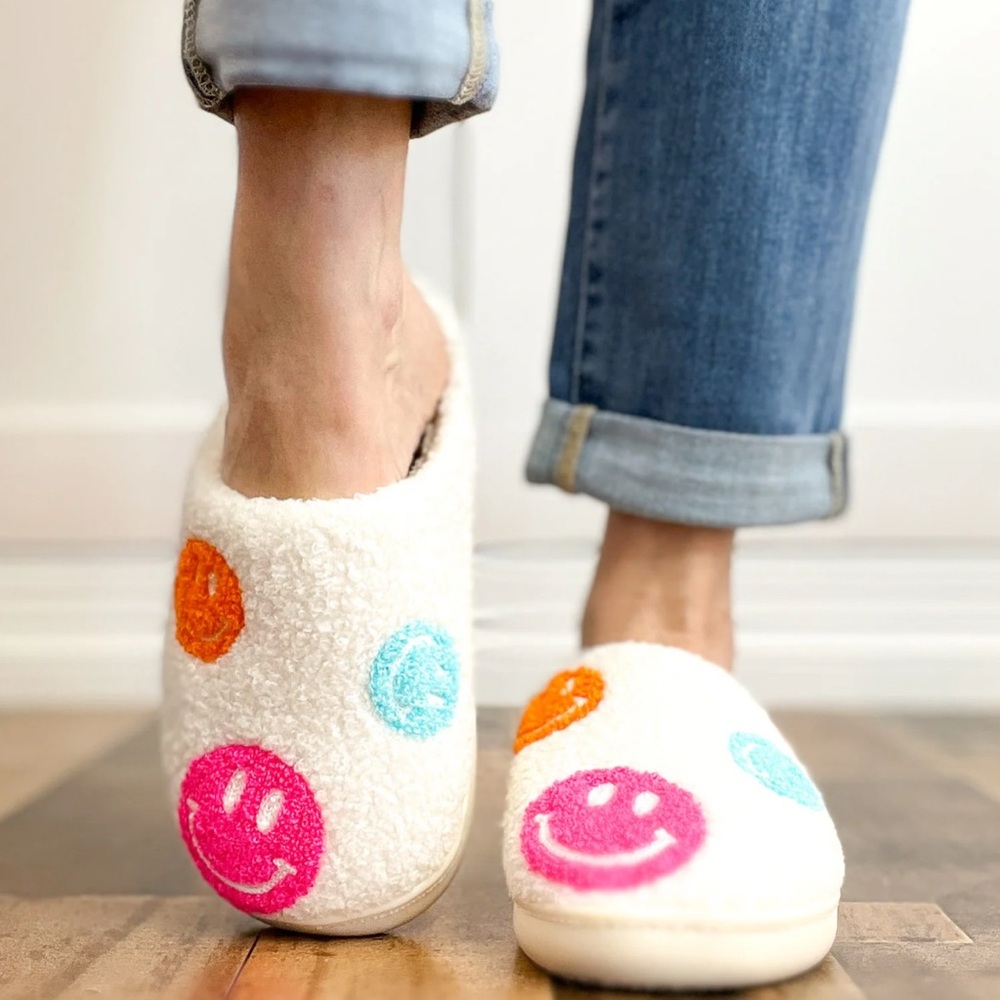 Multi Colored Smiley Face Slippers - Picture 3 of 9